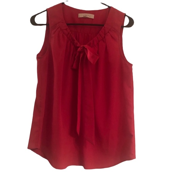 LOFT pink sleeveless top with neck tie, small - Picture 8 of 8